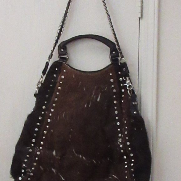 Oversized Brown COWHIDE Leather Shoulder Strap Hand Bag Purse Tote Hobo Travel - Picture 11 of 15